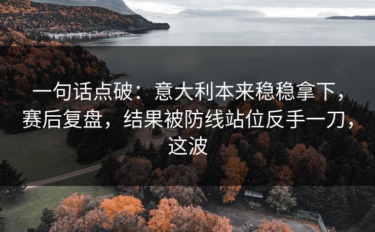 一句话点破：意大利本来稳稳拿下，赛后复盘，结果被防线站位反手一刀，这波