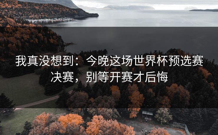 我真没想到:今晚这场世界杯预选赛决赛,别等开赛才后悔 我真没想到:今晚这场世界杯预选赛决赛,别等开赛才后悔